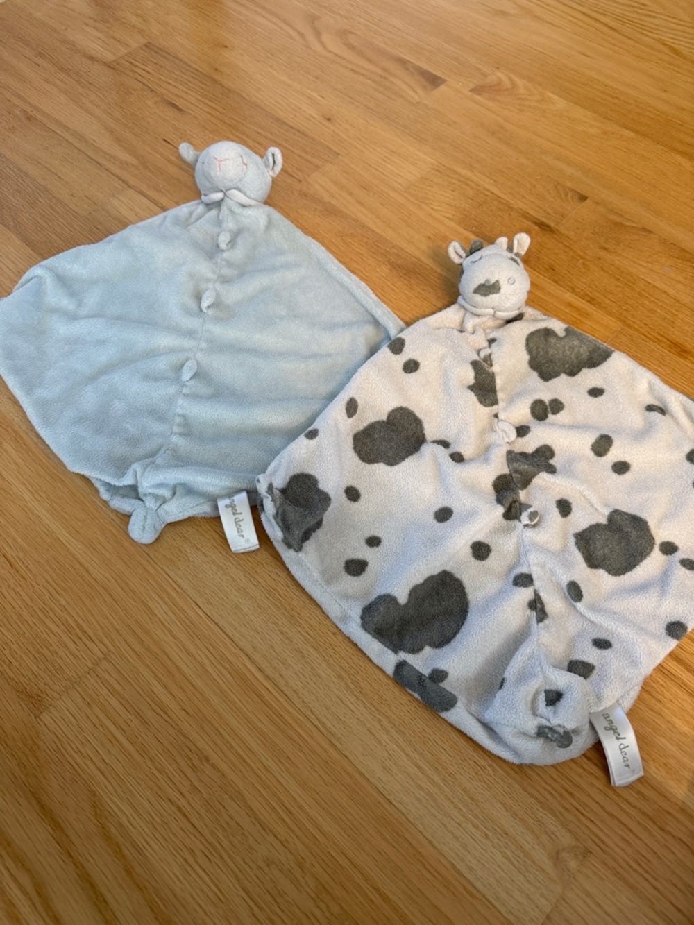 2 pc bundle Angel Dear Light Blue and Cow Plush Lovey